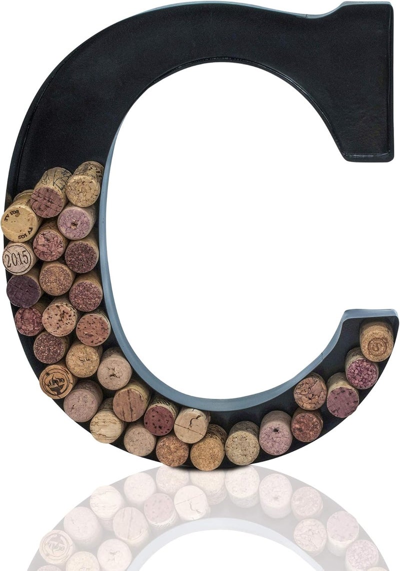 Made Easy Kit Metal Letter Wine Cork Keepsake Saver & Holder Monogram w/Free Wall Mount Kit A-Z (Letter C, Large) - Image 2